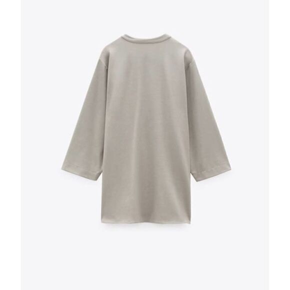 ZARA OVERSIZED SHIRT GREY NEW - Picture 6 of 8